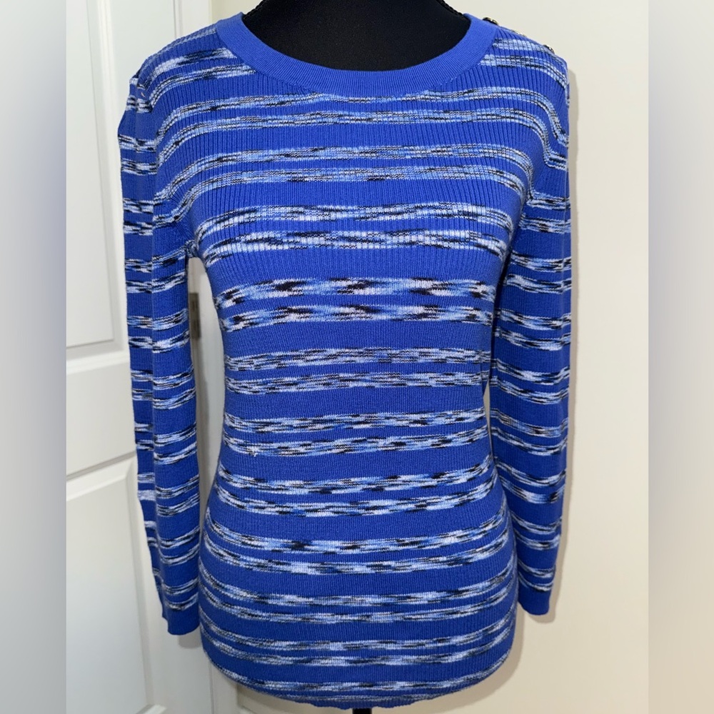 Jones New York blue, pattern striped top
